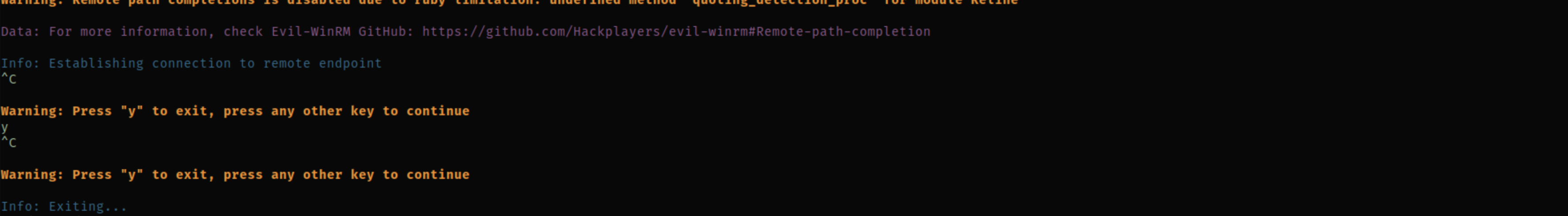 evil-winrm connection issues